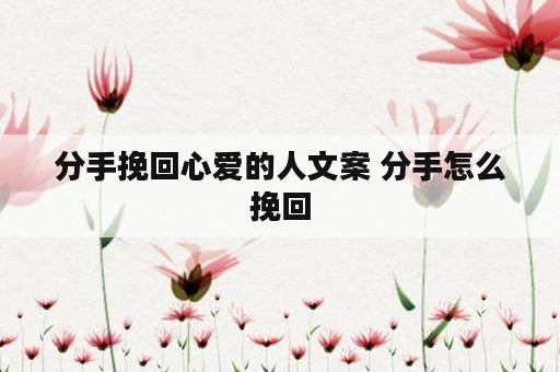 分手挽回心爱的人文案 分手怎么挽回