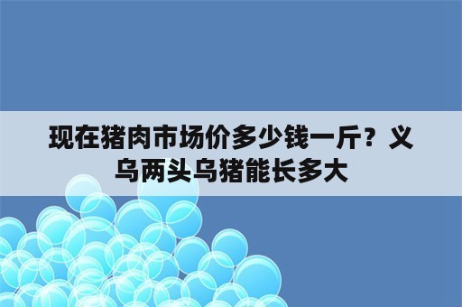 现在猪肉市场价多少钱一斤？义乌两头乌猪能长多大