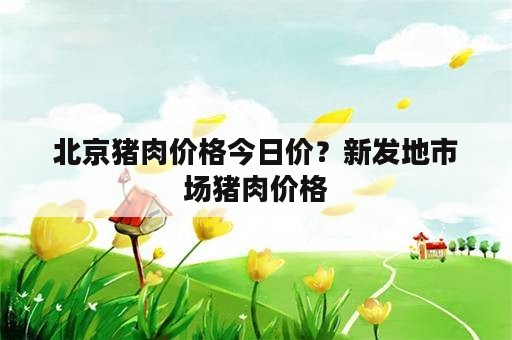 北京猪肉价格今日价？新发地市场猪肉价格