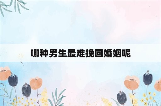 哪种男生最难挽回婚姻呢