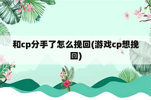 和cp分手了怎么挽回(游戏cp想挽回)