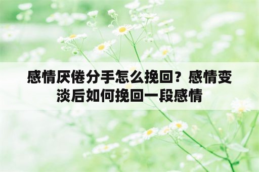 感情厌倦分手怎么挽回？感情变淡后如何挽回一段感情