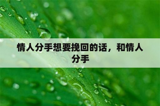 情人分手想要挽回的话，和情人分手