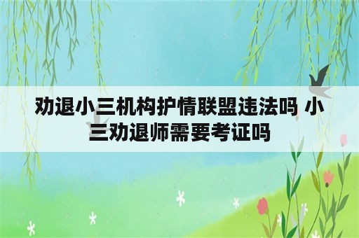 劝退小三机构护情联盟违法吗 小三劝退师需要考证吗