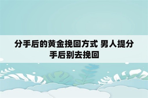 分手后的黄金挽回方式 男人提分手后别去挽回