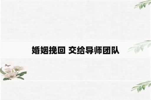 婚姻挽回 交给导师团队