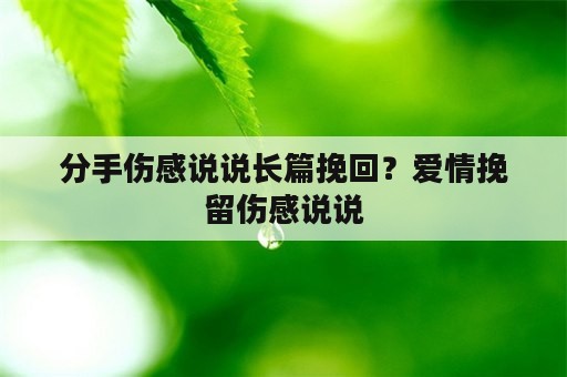 分手伤感说说长篇挽回？爱情挽留伤感说说