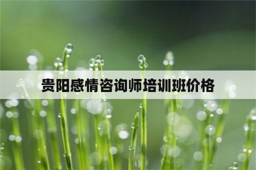 贵阳感情咨询师培训班价格