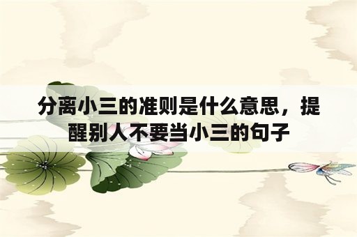 分离小三的准则是什么意思，提醒别人不要当小三的句子