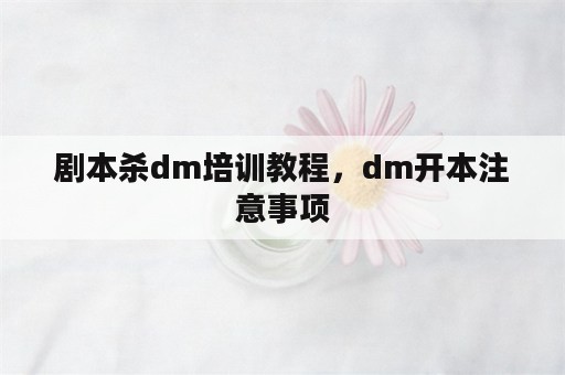 剧本杀dm培训教程，dm开本注意事项