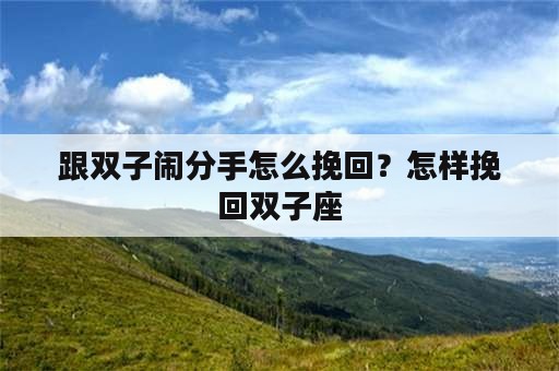 跟双子闹分手怎么挽回？怎样挽回双子座