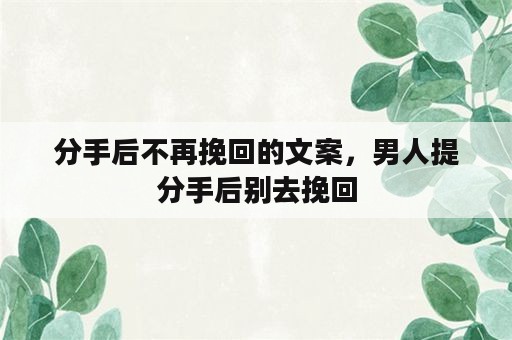 分手后不再挽回的文案，男人提分手后别去挽回