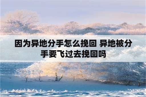 因为异地分手怎么挽回 异地被分手要飞过去挽回吗