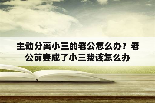 主动分离小三的老公怎么办？老公前妻成了小三我该怎么办