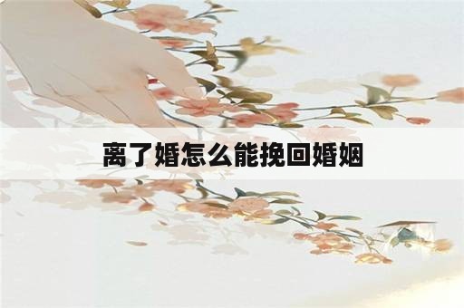 离了婚怎么能挽回婚姻