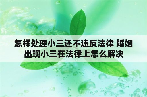 怎样处理小三还不违反法律 婚姻出现小三在法律上怎么解决