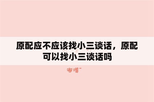 原配应不应该找小三谈话，原配可以找小三谈话吗