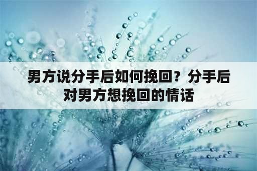 男方说分手后如何挽回？分手后对男方想挽回的情话