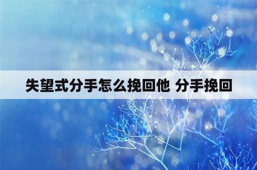 失望式分手怎么挽回他 分手挽回