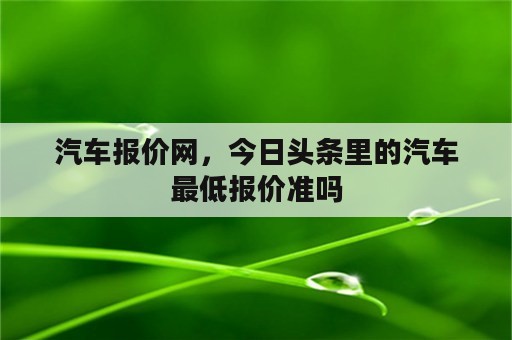 汽车报价网，今日头条里的汽车最低报价准吗