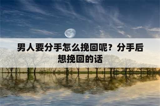 男人要分手怎么挽回呢？分手后想挽回的话