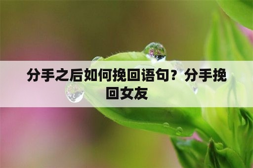 分手之后如何挽回语句？分手挽回女友