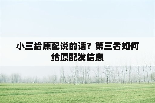 小三给原配说的话？第三者如何给原配发信息