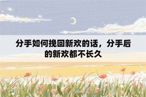 分手如何挽回新欢的话，分手后的新欢都不长久