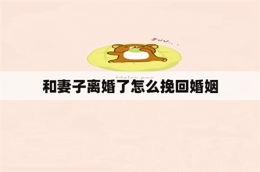 和妻子离婚了怎么挽回婚姻