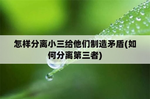 怎样分离小三给他们制造矛盾(如何分离第三者)