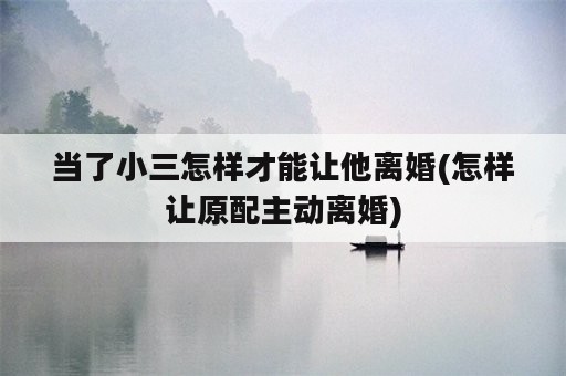 当了小三怎样才能让他离婚(怎样让原配主动离婚)