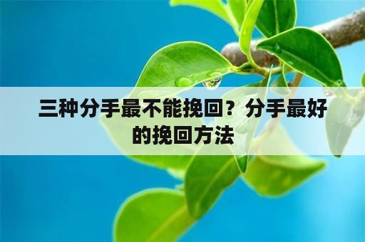 三种分手最不能挽回？分手最好的挽回方法