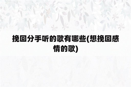 挽回分手听的歌有哪些(想挽回感情的歌)