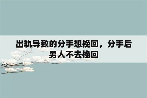 出轨导致的分手想挽回，分手后男人不去挽回