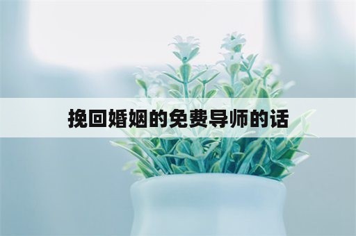 挽回婚姻的免费导师的话