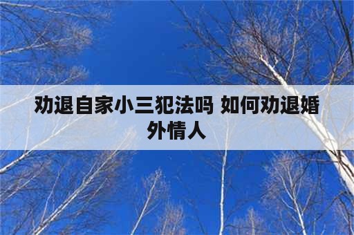 劝退自家小三犯法吗 如何劝退婚外情人