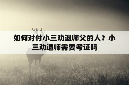 如何对付小三劝退师父的人？小三劝退师需要考证吗