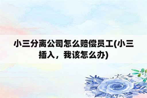 小三分离公司怎么赔偿员工(小三插入，我该怎么办)