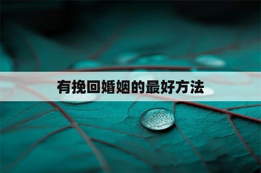 有挽回婚姻的最好方法