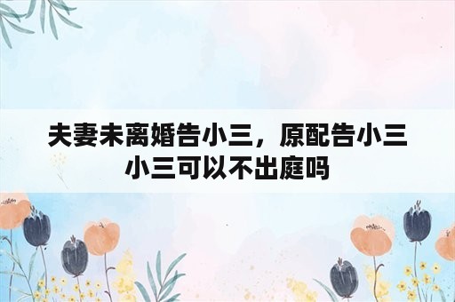 夫妻未离婚告小三，原配告小三小三可以不出庭吗