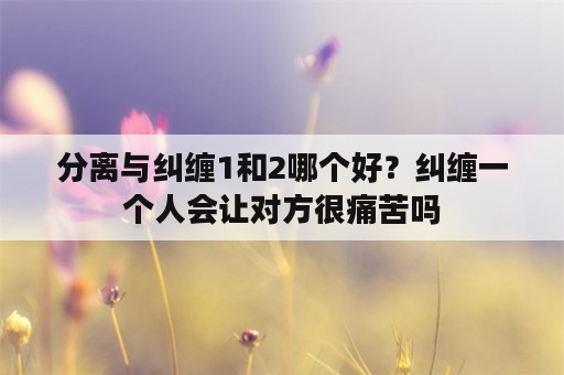 分离与纠缠1和2哪个好？纠缠一个人会让对方很痛苦吗