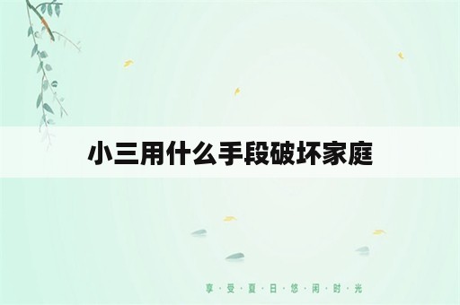 小三用什么手段破坏家庭