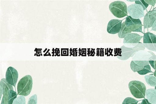 怎么挽回婚姻秘籍收费