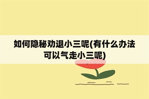 如何隐秘劝退小三呢(有什么办法可以气走小三呢)