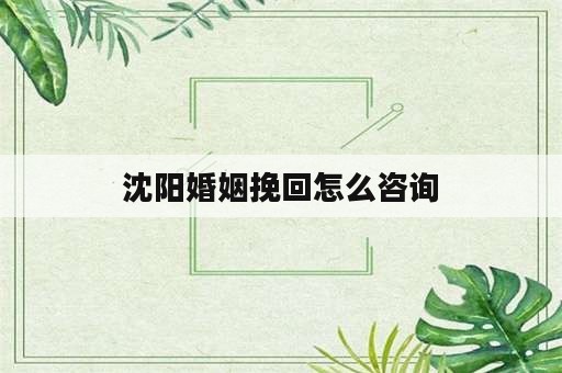 沈阳婚姻挽回怎么咨询