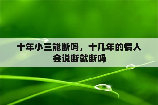 十年小三能断吗，十几年的情人会说断就断吗