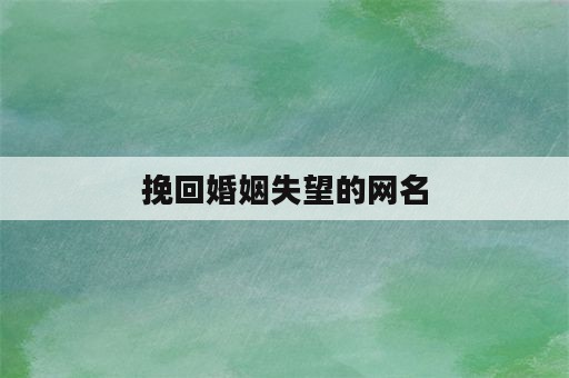 挽回婚姻失望的网名