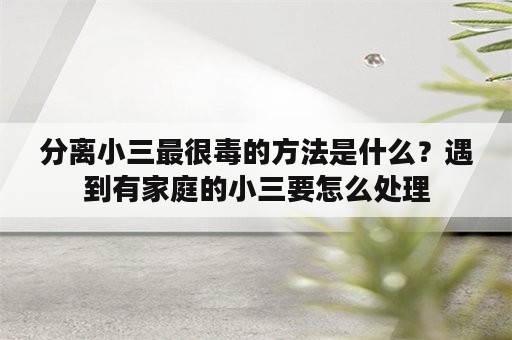 分离小三最很毒的方法是什么？遇到有家庭的小三要怎么处理