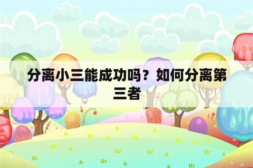 分离小三能成功吗？如何分离第三者