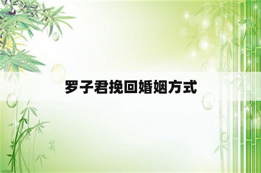 罗子君挽回婚姻方式